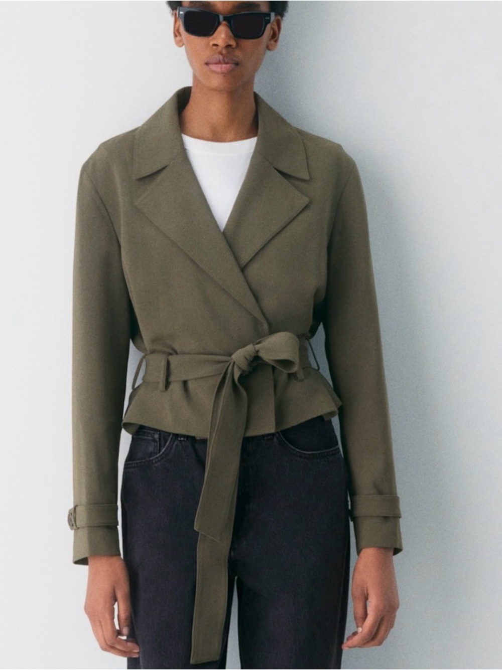 Babaton Postage Trench Coat - Sway Crepe: Dark Olive